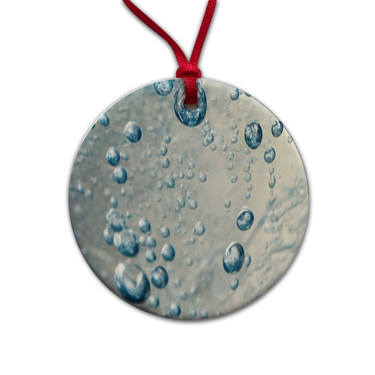 Water Liquid Closeup Funny Round Ceramic Holiday Christmas Tree Ornament