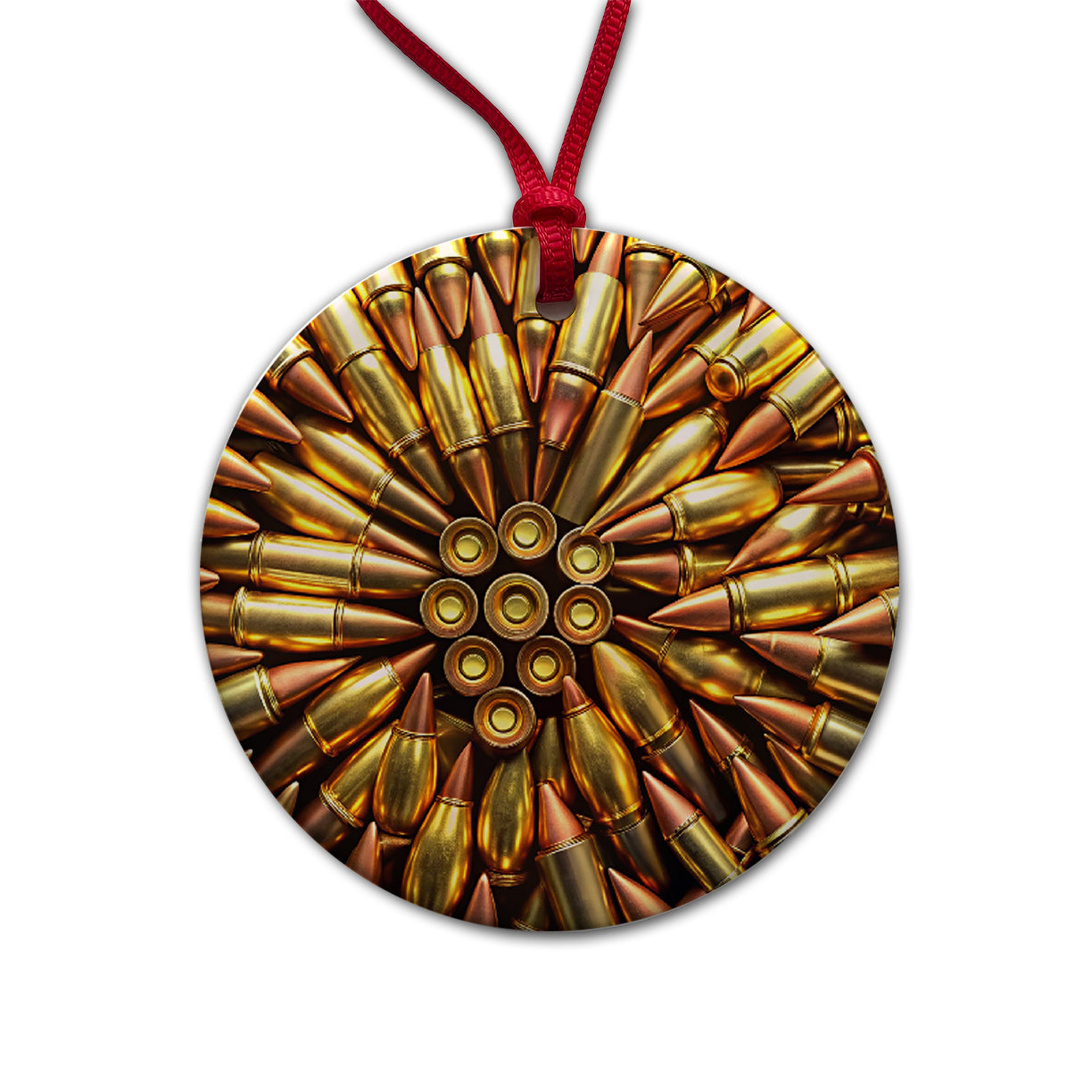 Lots Of Bullets Pattern Round Ceramic Holiday Christmas Tree Ornament