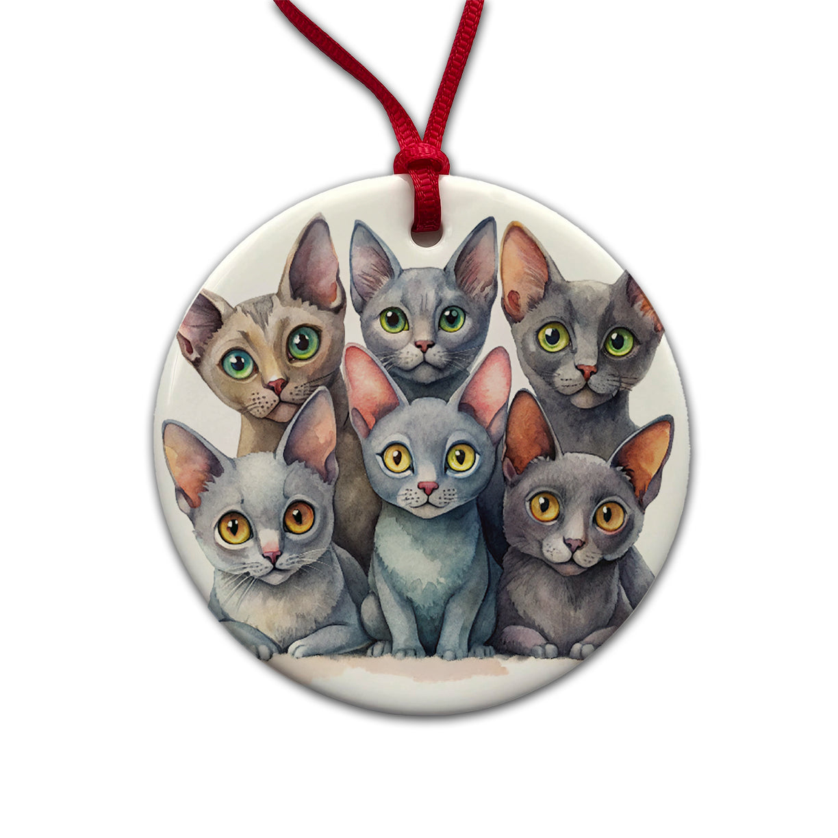 Sweet Korat Cats Round Ceramic Holiday Christmas Tree Ornament