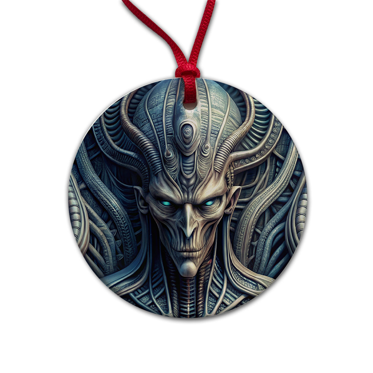 Alien Creature Creepy Horror Sci-Fi Round Ceramic Holiday Christmas Tree Ornament