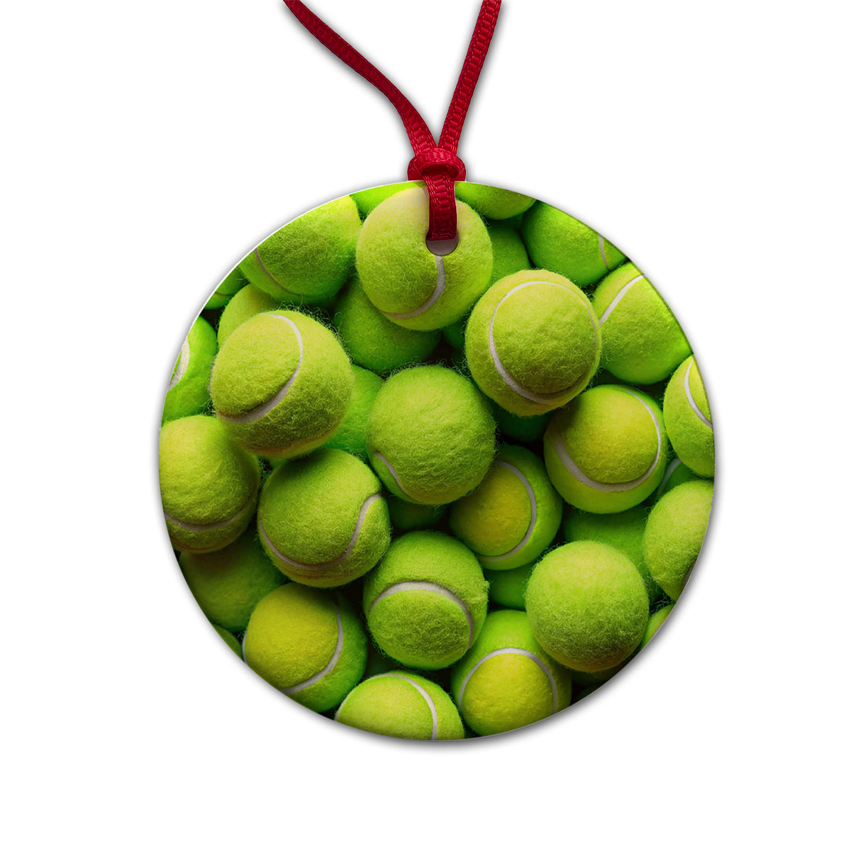 Lots Of Tennis Balls Round Ceramic Holiday Christmas Tree Ornament