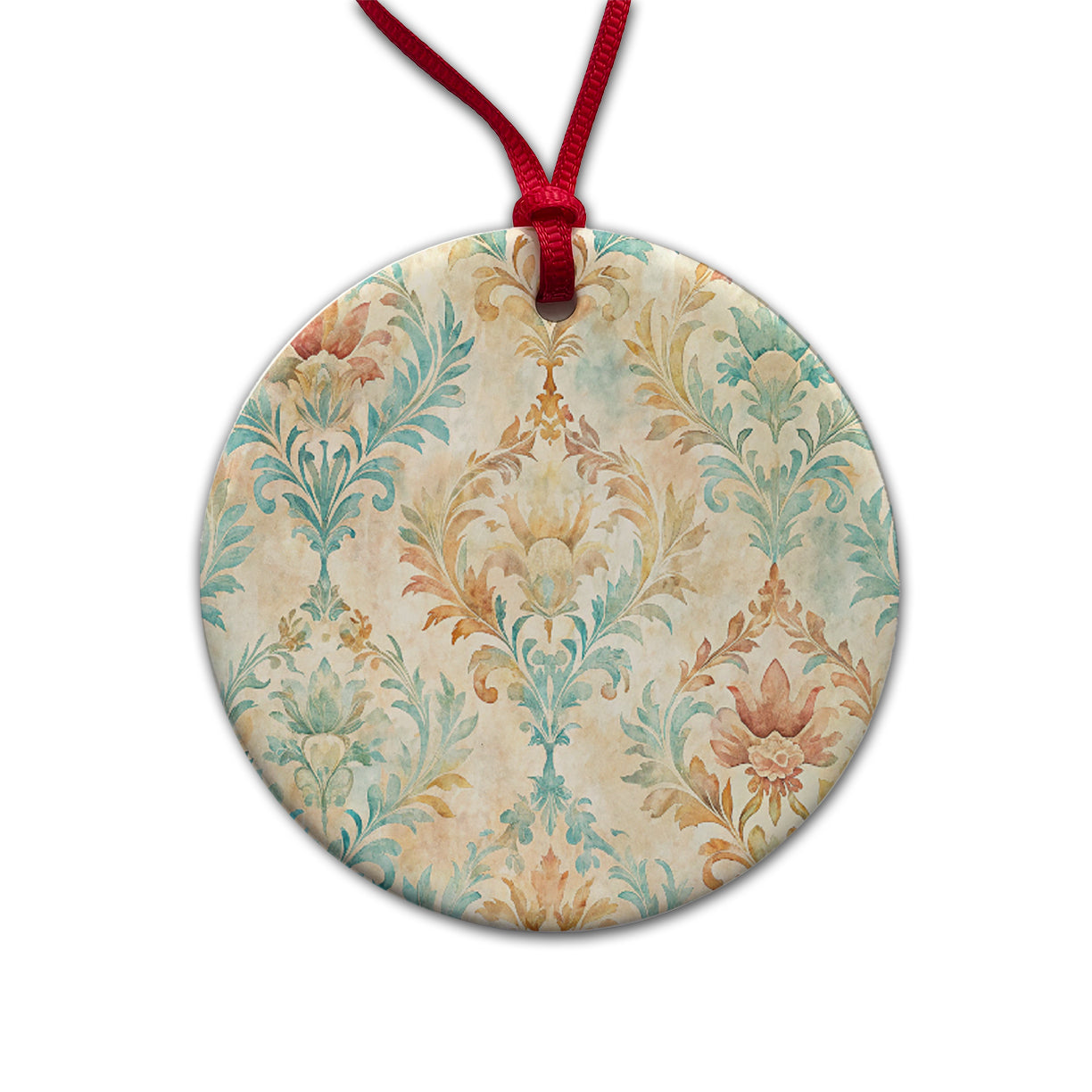 Beautiful Wallpaper Round Ceramic Holiday Christmas Tree Ornament