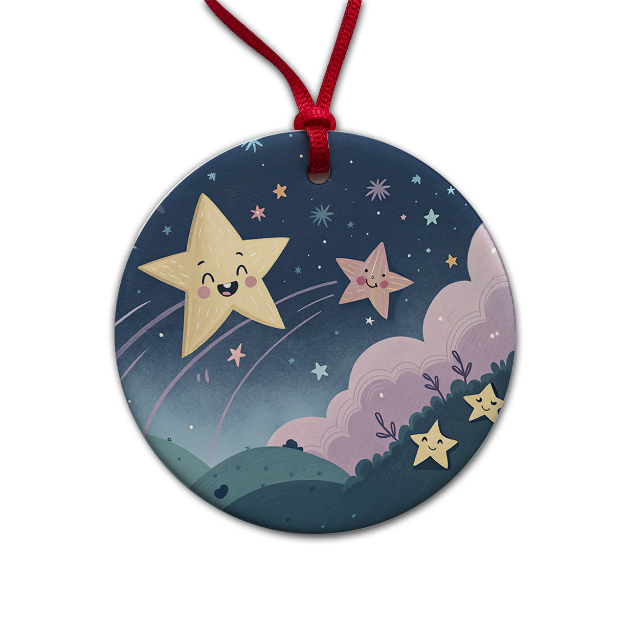 Kawaii Milky Way Round Ceramic Holiday Christmas Tree Ornament