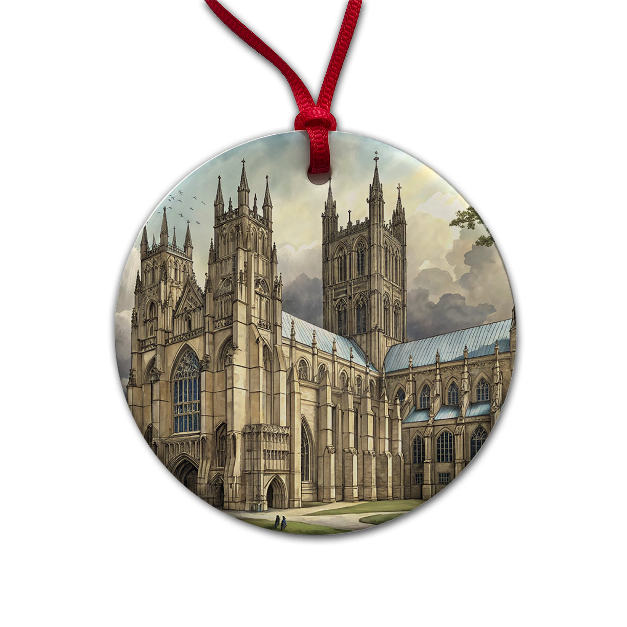 Canterbury Cathedral England Great Britain Round Ceramic Holiday Christmas Tree Ornament