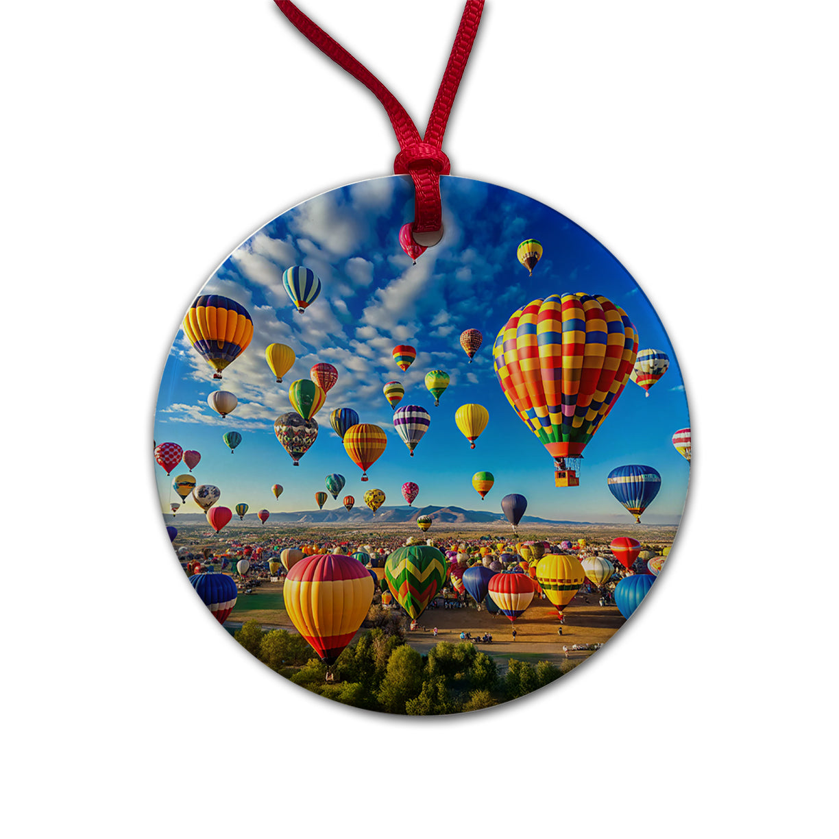 Hot Air Balloons In The Sky Balloon Festival Albuquerque Round Ceramic Holiday Christmas Tree Ornament