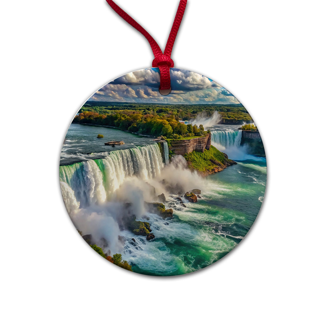 Niagara Falls New York Round Ceramic Holiday Christmas Tree Ornament
