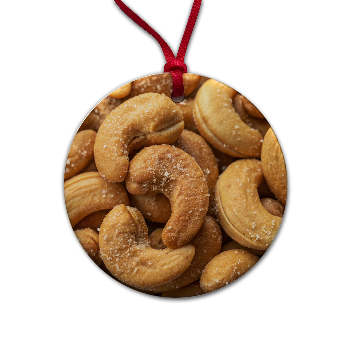 Roasted Salted Cashews Nuts Round Ceramic Holiday Christmas Tree Ornament