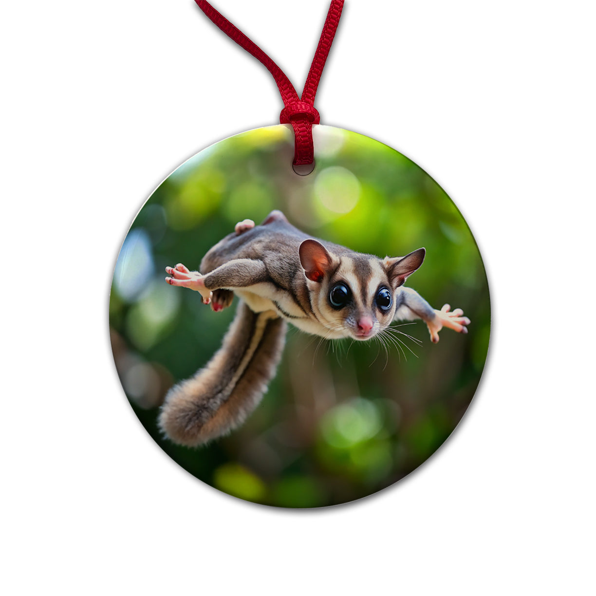 Sugar Glider Flying Gliding Round Ceramic Holiday Christmas Tree Ornament