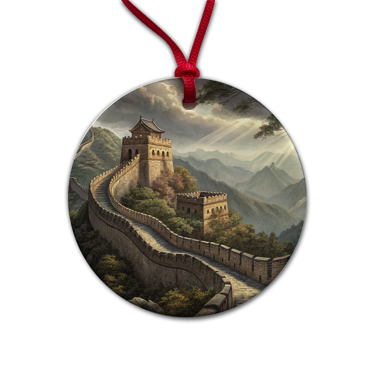 The Great Wall Of China Round Ceramic Holiday Christmas Tree Ornament
