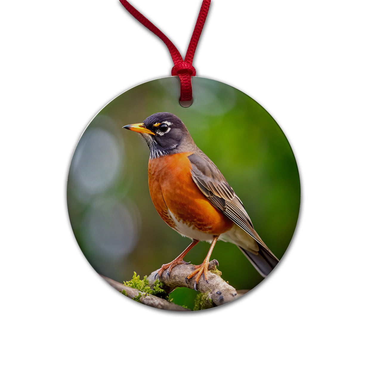 American Robin Backyard Bird Round Ceramic Holiday Christmas Tree Ornament