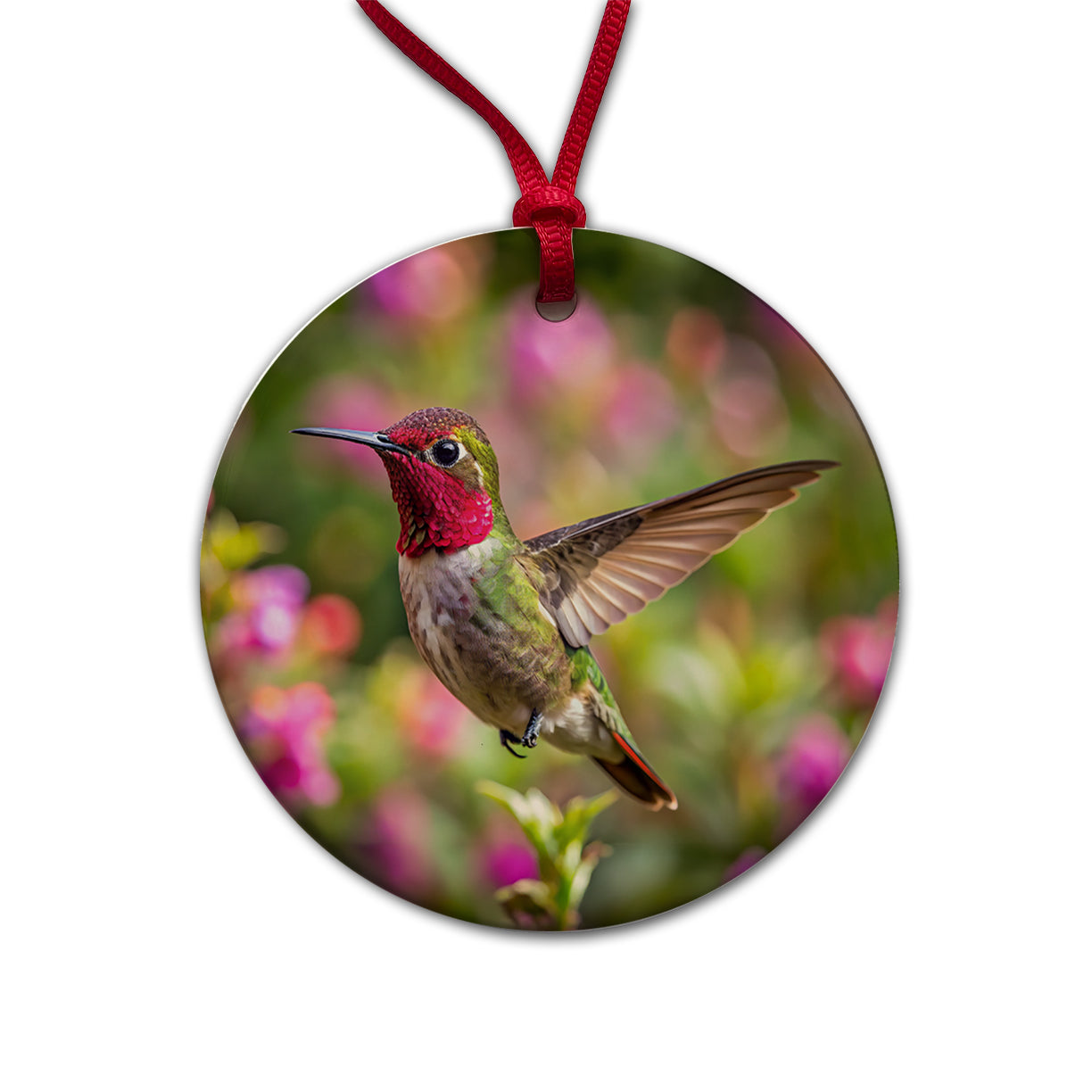 Anna's Hummingbird Backyard Bird Round Ceramic Holiday Christmas Tree Ornament