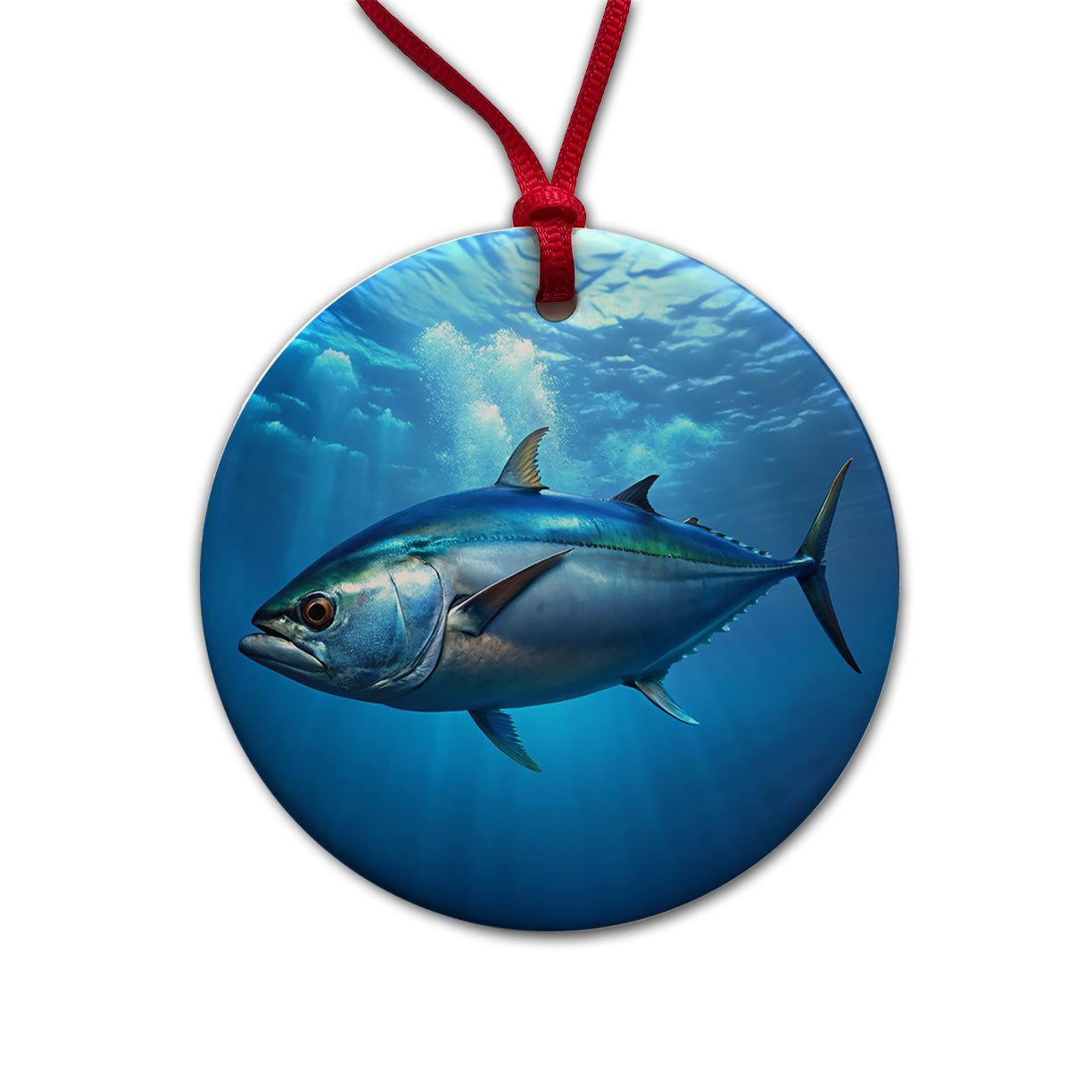 Bluefin Tuna Fish Round Ceramic Holiday Christmas Tree Ornament
