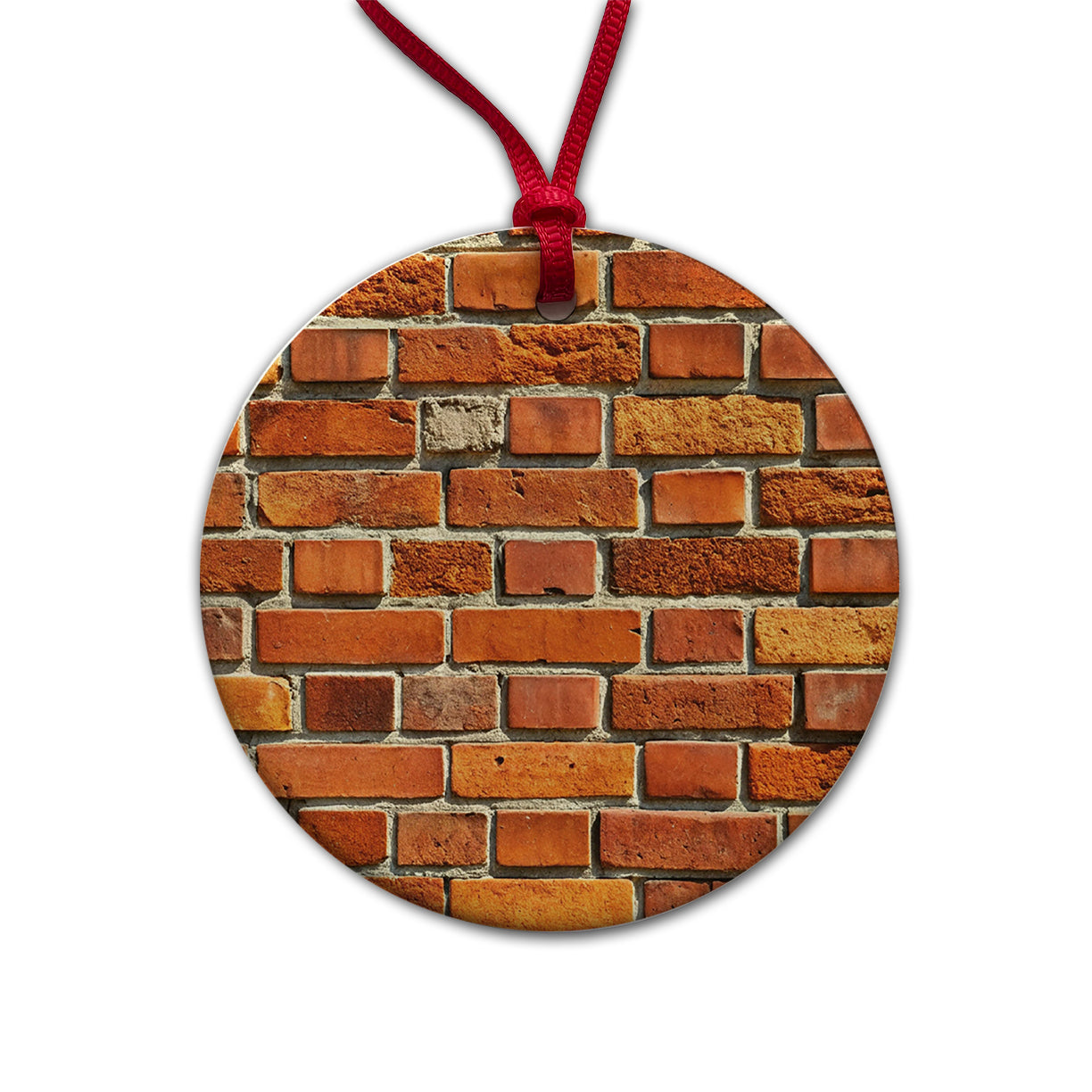 Brick Wall Pattern Round Ceramic Holiday Christmas Tree Ornament