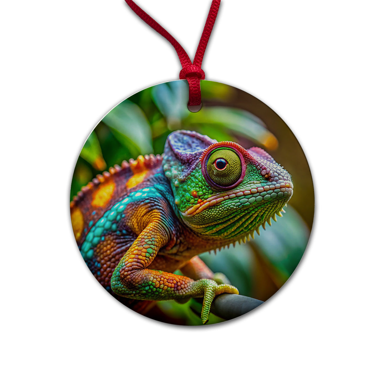 Chameleon Lizard Reptile Round Ceramic Holiday Christmas Tree Ornament