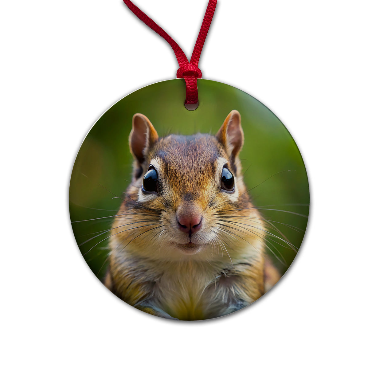 Chipmunk Face Round Ceramic Holiday Christmas Tree Ornament