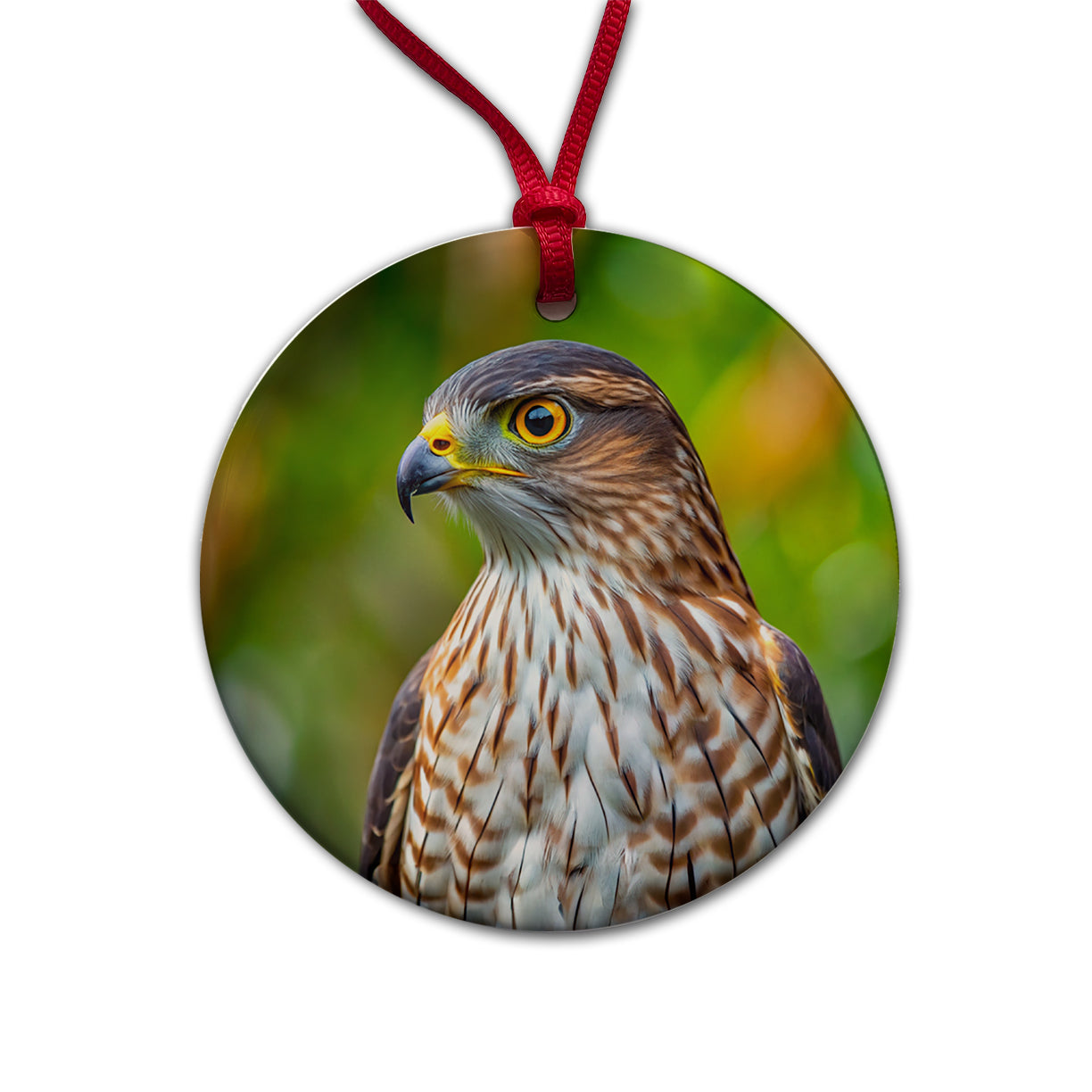 Cooper's Hawk Raptor Bird Of Prey Round Ceramic Holiday Christmas Tree Ornament