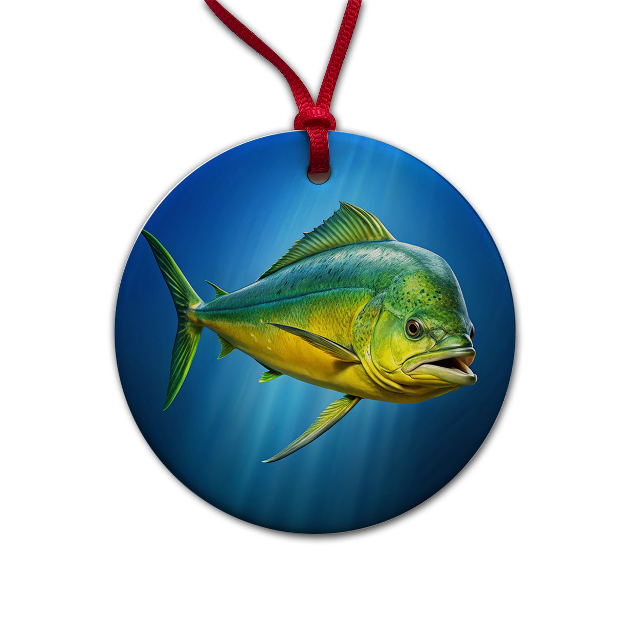 Dorado Fish Round Ceramic Holiday Christmas Tree Ornament