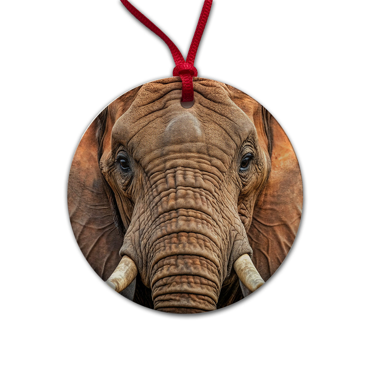Elephant Round Ceramic Holiday Christmas Tree Ornament