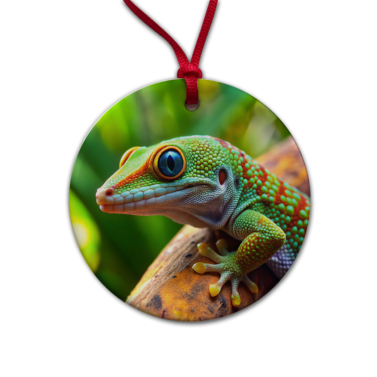 Gecko Lizard Reptile Round Ceramic Holiday Christmas Tree Ornament