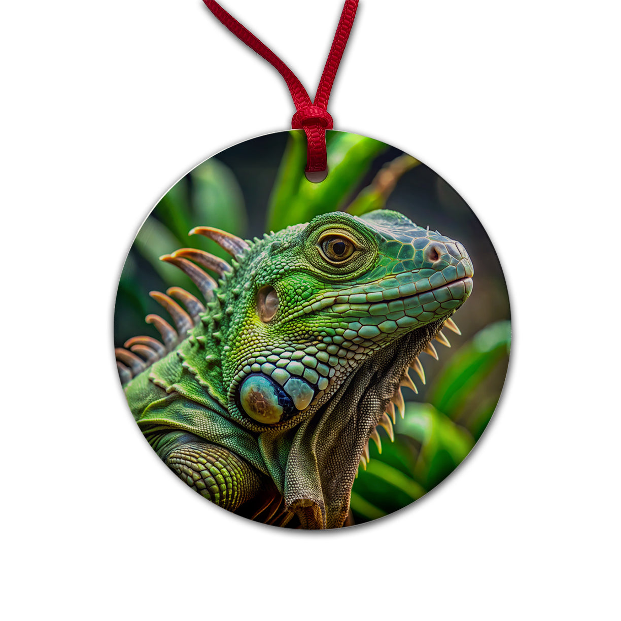 Green Iguana Lizard Reptile Round Ceramic Holiday Christmas Tree Ornament