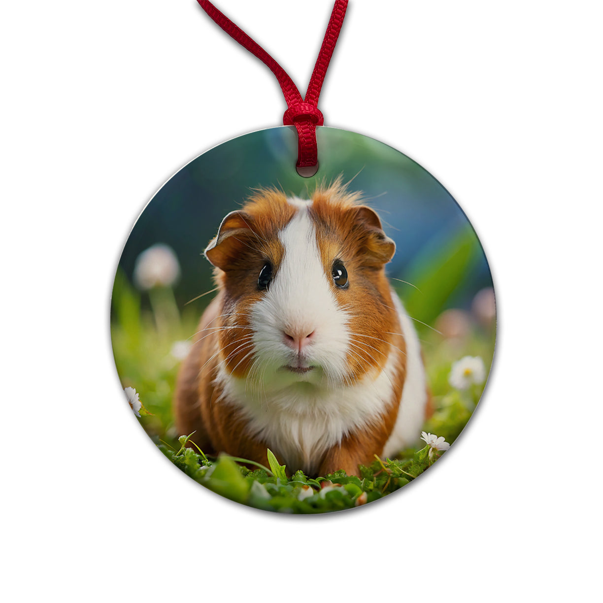 Guinea Pig Round Ceramic Holiday Christmas Tree Ornament
