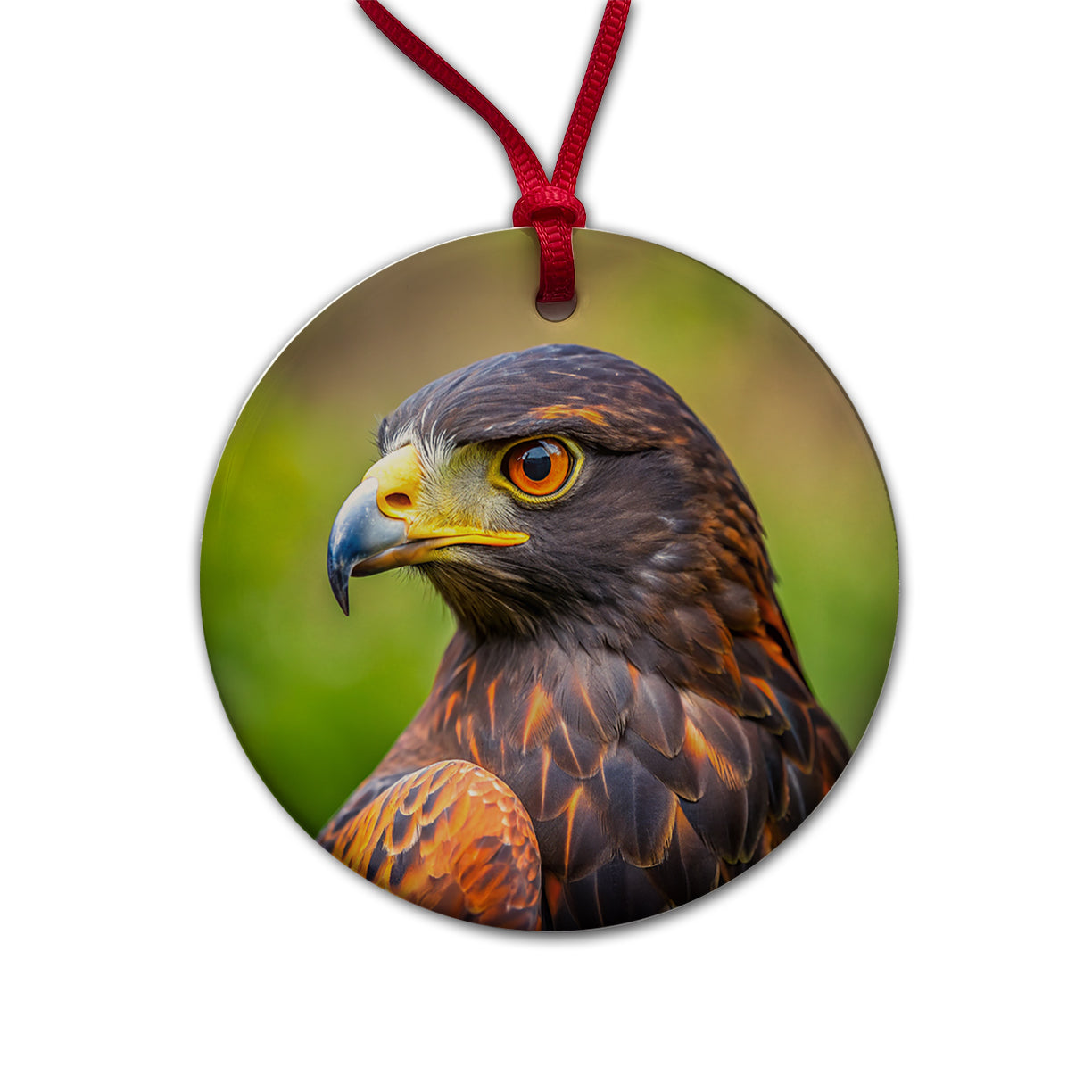 Harris's Hawk Raptor Bird Of Prey Round Ceramic Holiday Christmas Tree Ornament