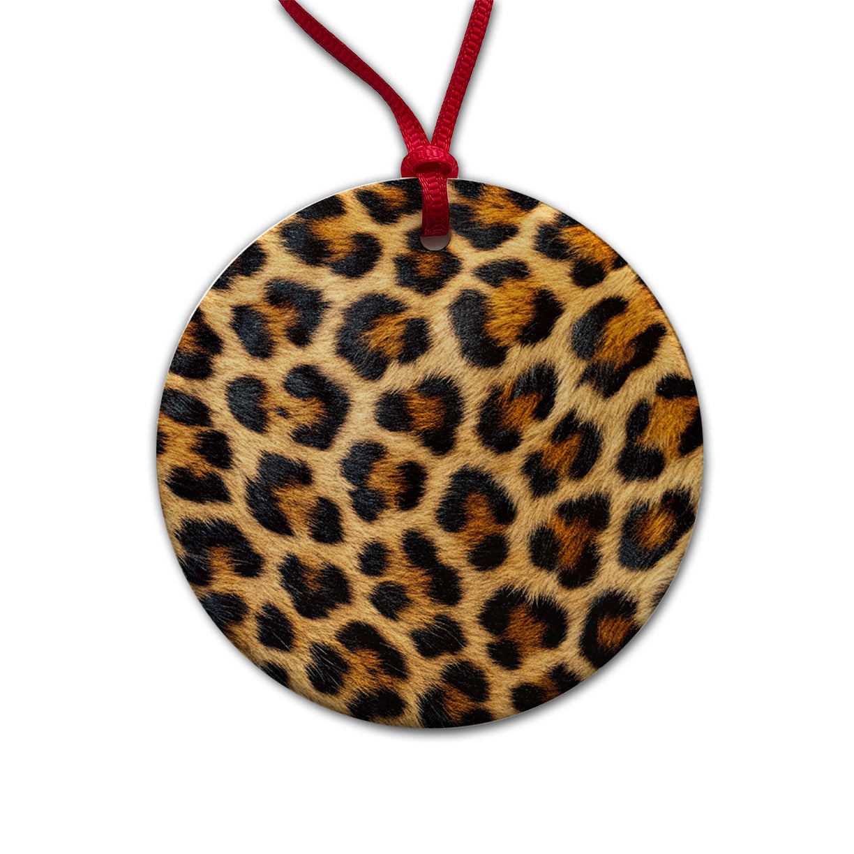 Leopard Spots Fur Pattern Round Ceramic Holiday Christmas Tree Ornament