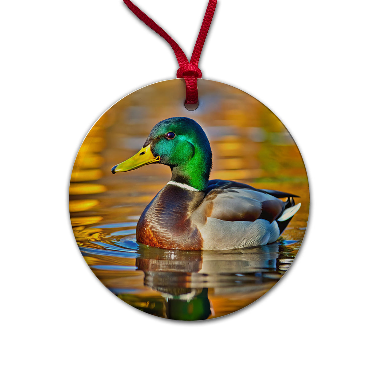 Mallard Duck Round Ceramic Holiday Christmas Tree Ornament