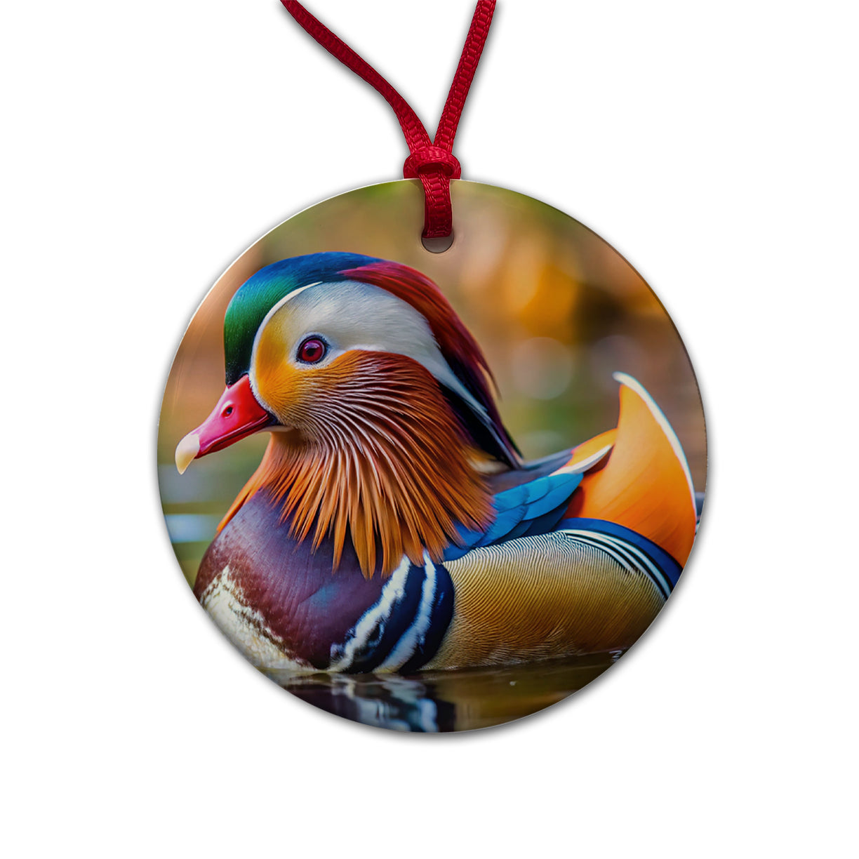 Mandarin Duck Round Ceramic Holiday Christmas Tree Ornament