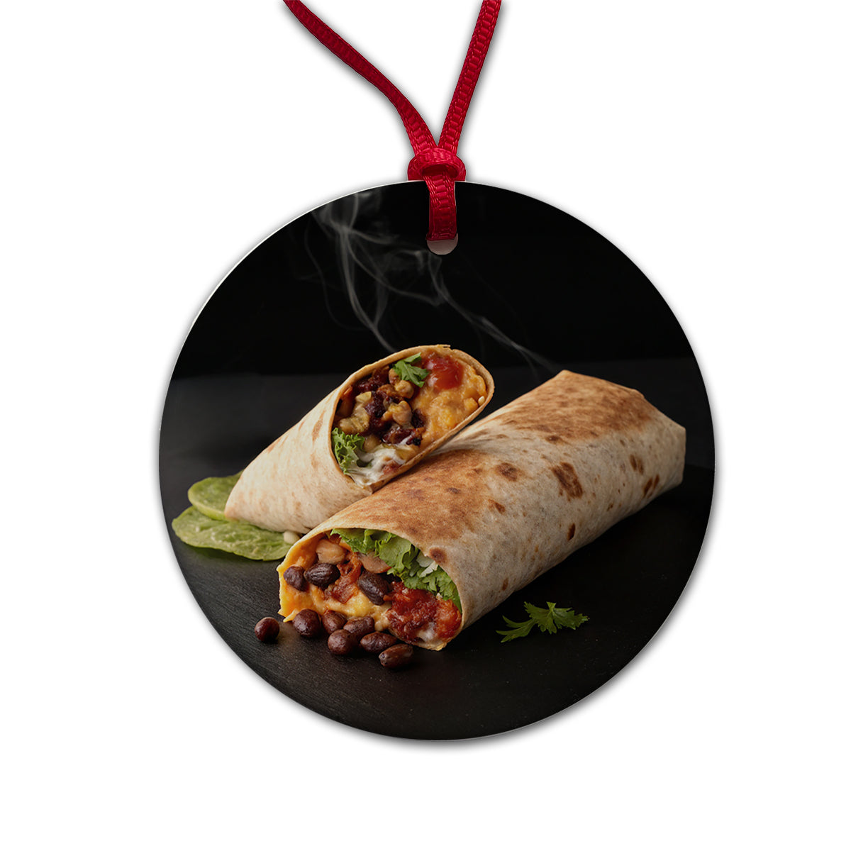 Mexican Burrito Round Ceramic Holiday Christmas Tree Ornament