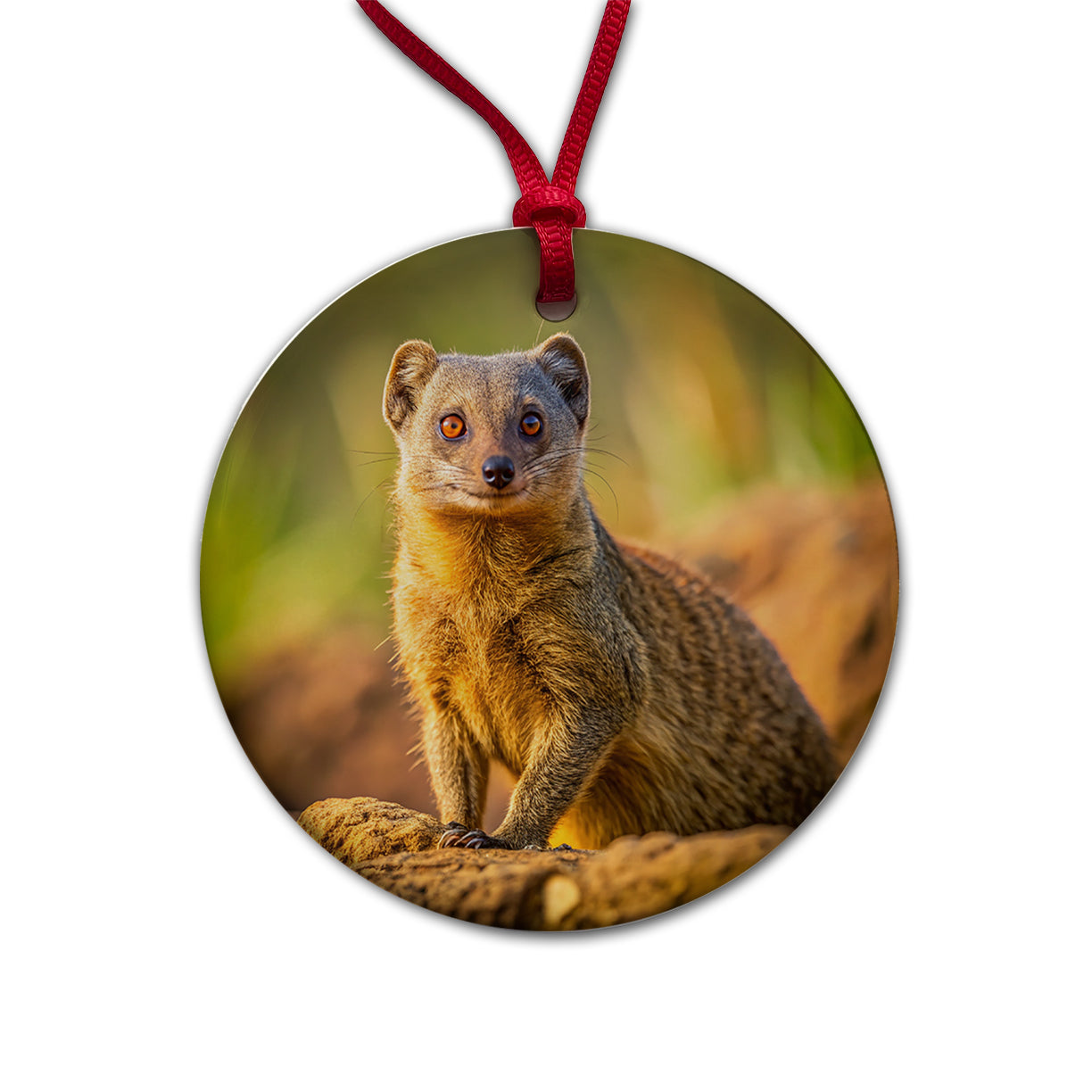 Mongoose Round Ceramic Holiday Christmas Tree Ornament