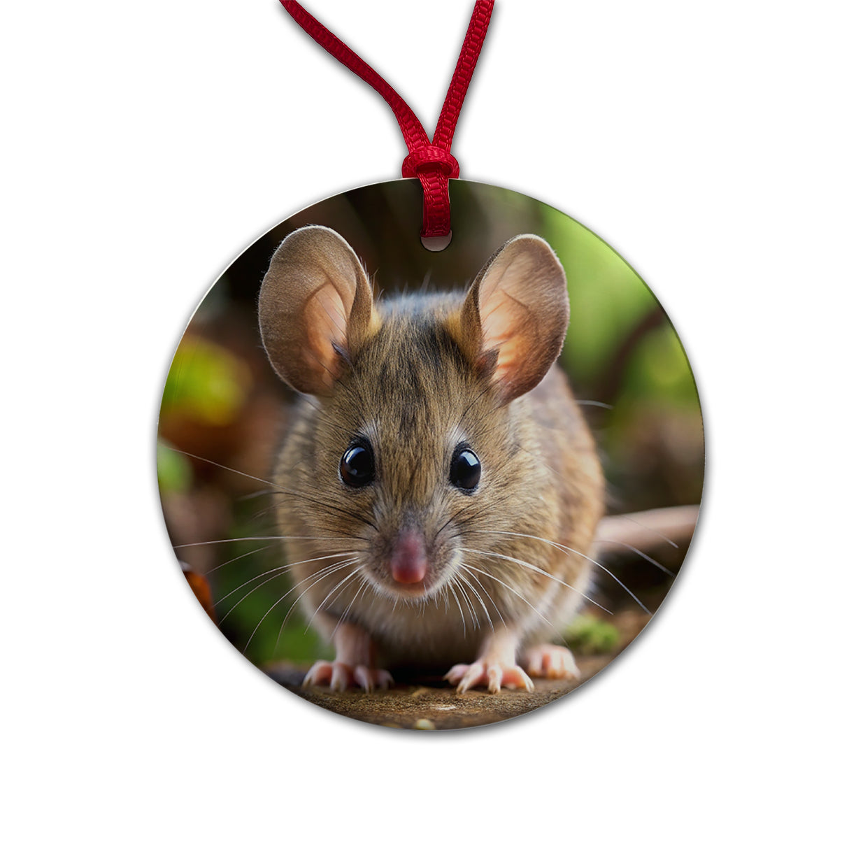 Mouse Round Ceramic Holiday Christmas Tree Ornament