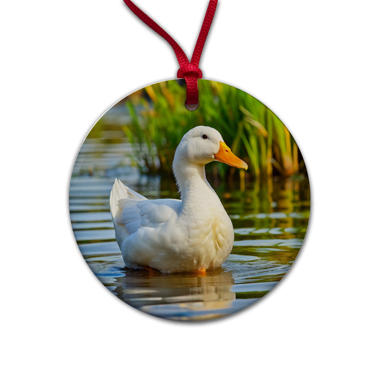 Pekin Duck Round Ceramic Holiday Christmas Tree Ornament