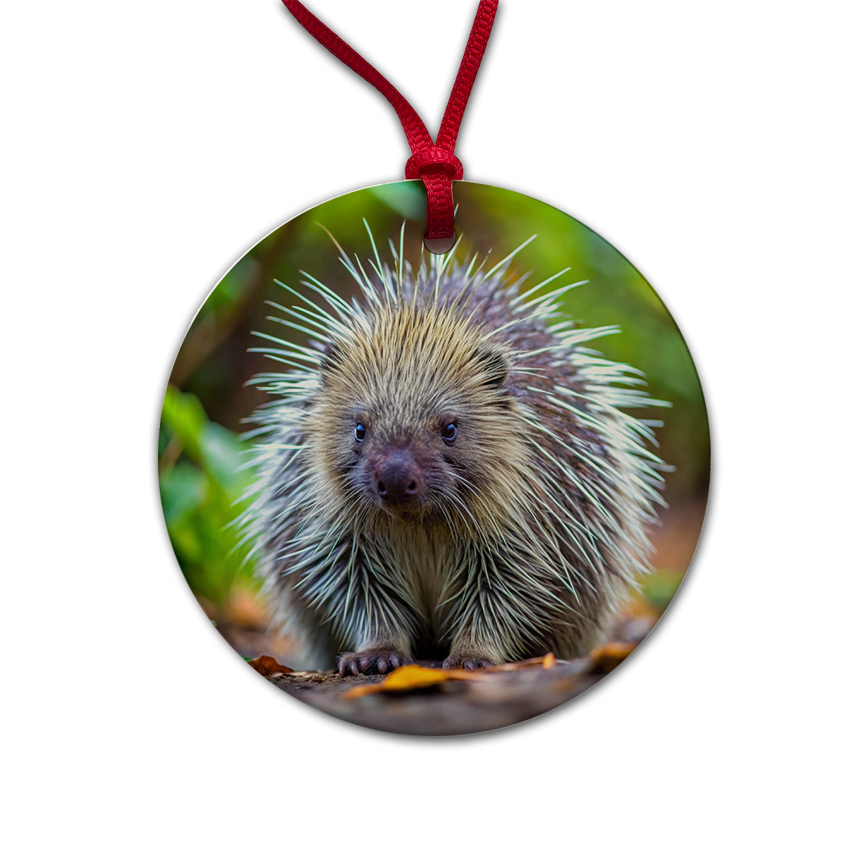 Porcupine Round Ceramic Holiday Christmas Tree Ornament