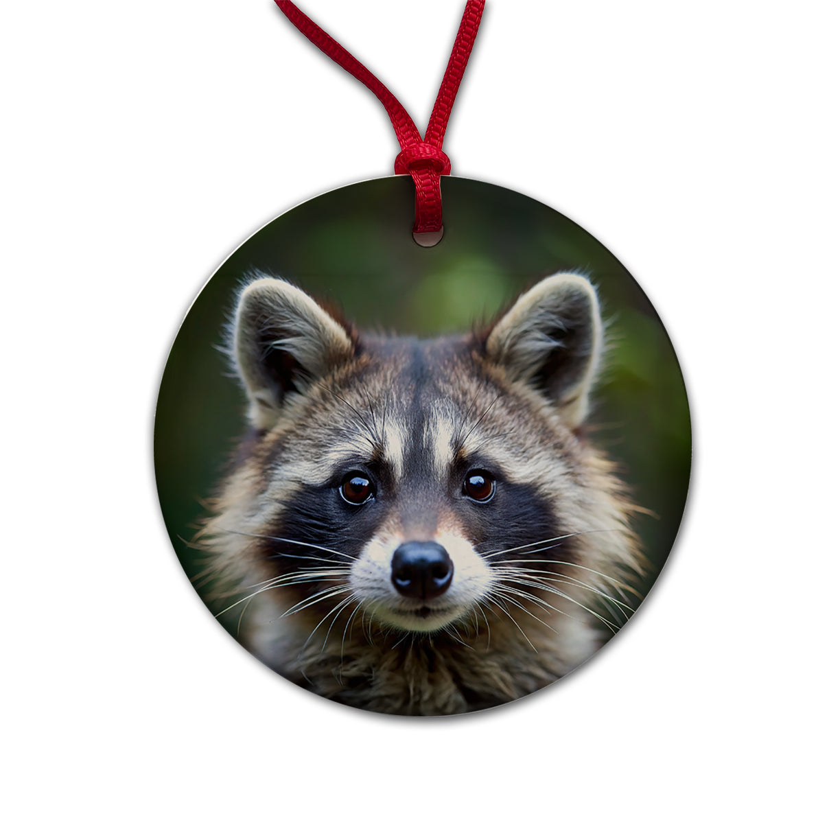 Raccoon Face Round Ceramic Holiday Christmas Tree Ornament