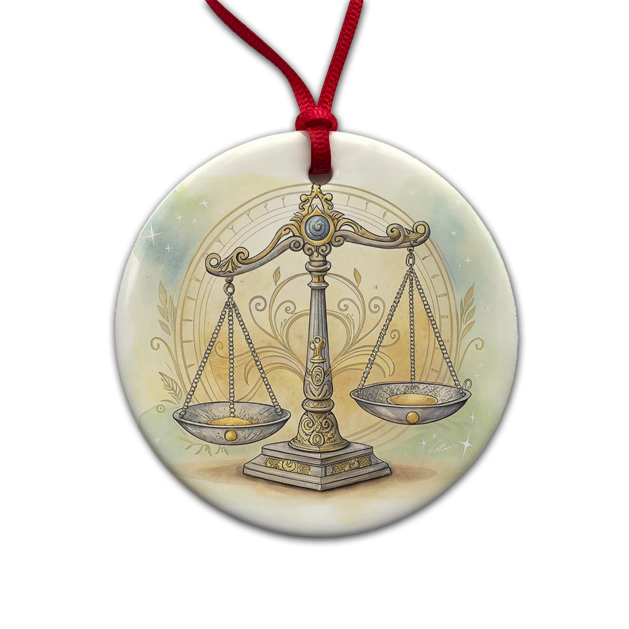 Scales Of Justice Lawyer Judge Paralegal Round Ceramic Holiday Christmas Tree Ornament