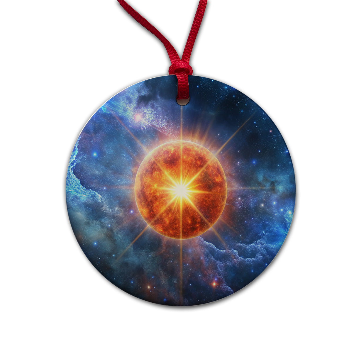 Star Going Nova Sci-fi Galaxy Space Round Ceramic Holiday Christmas Tree Ornament