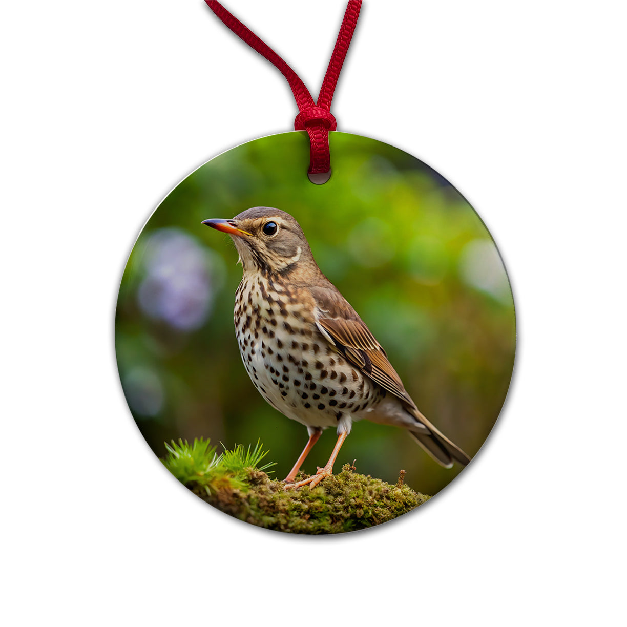 Thrush Bird Backyard Bird Round Ceramic Holiday Christmas Tree Ornament