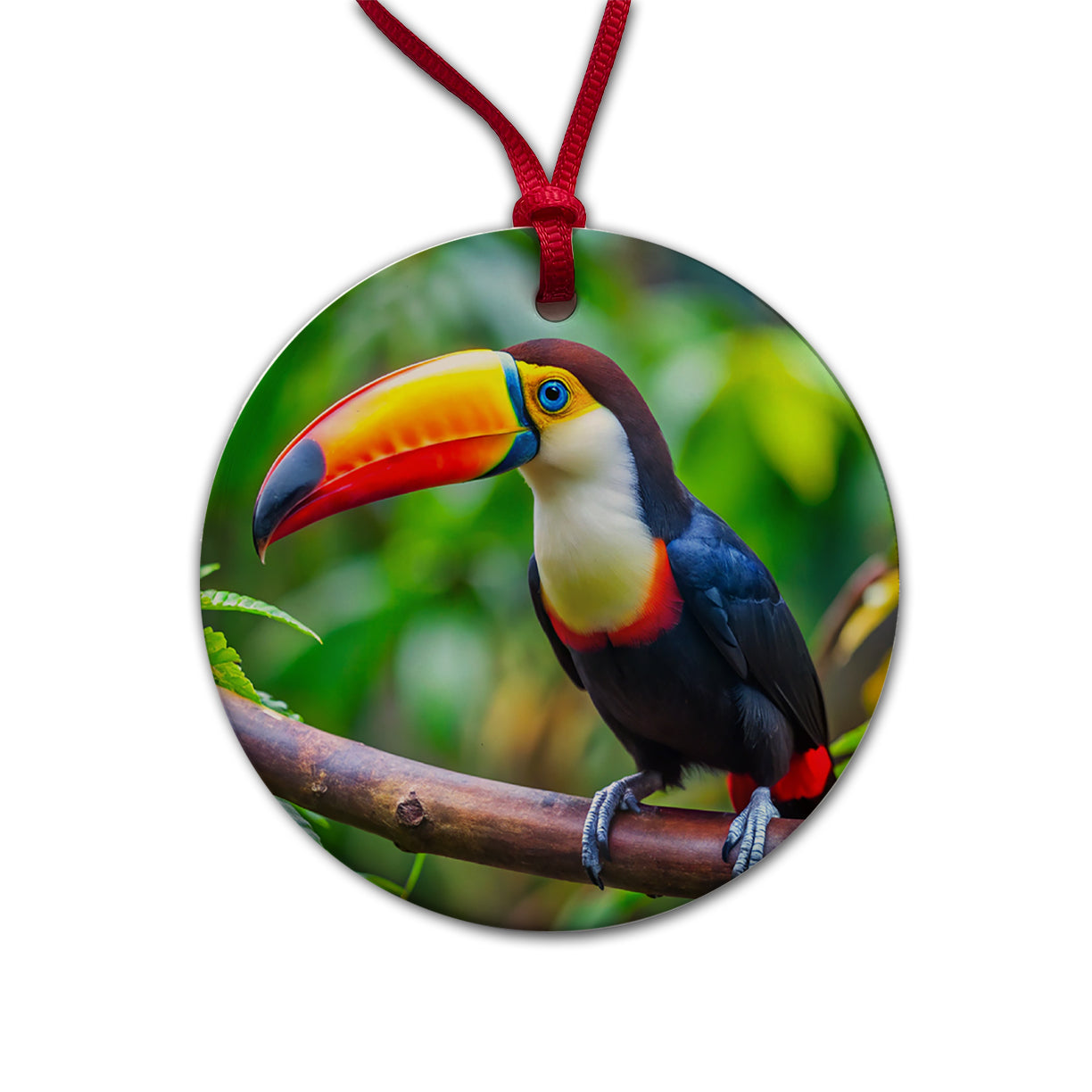 Toucan Bird Round Ceramic Holiday Christmas Tree Ornament