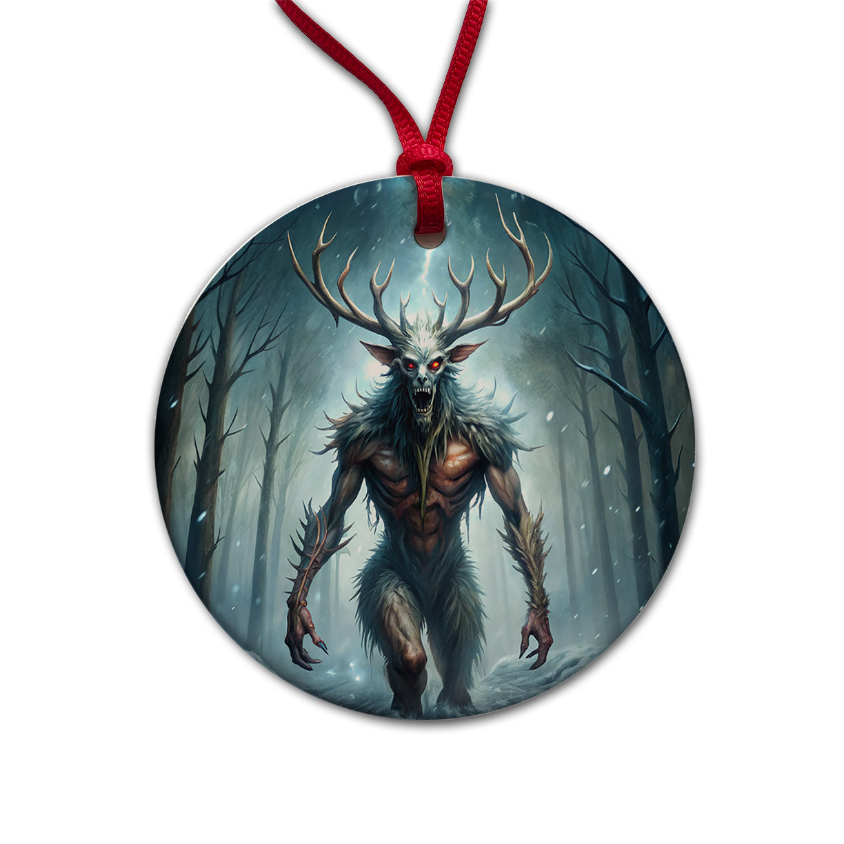 Wendigo Algonquian Folklore Monster Creature Round Ceramic Holiday Christmas Tree Ornament