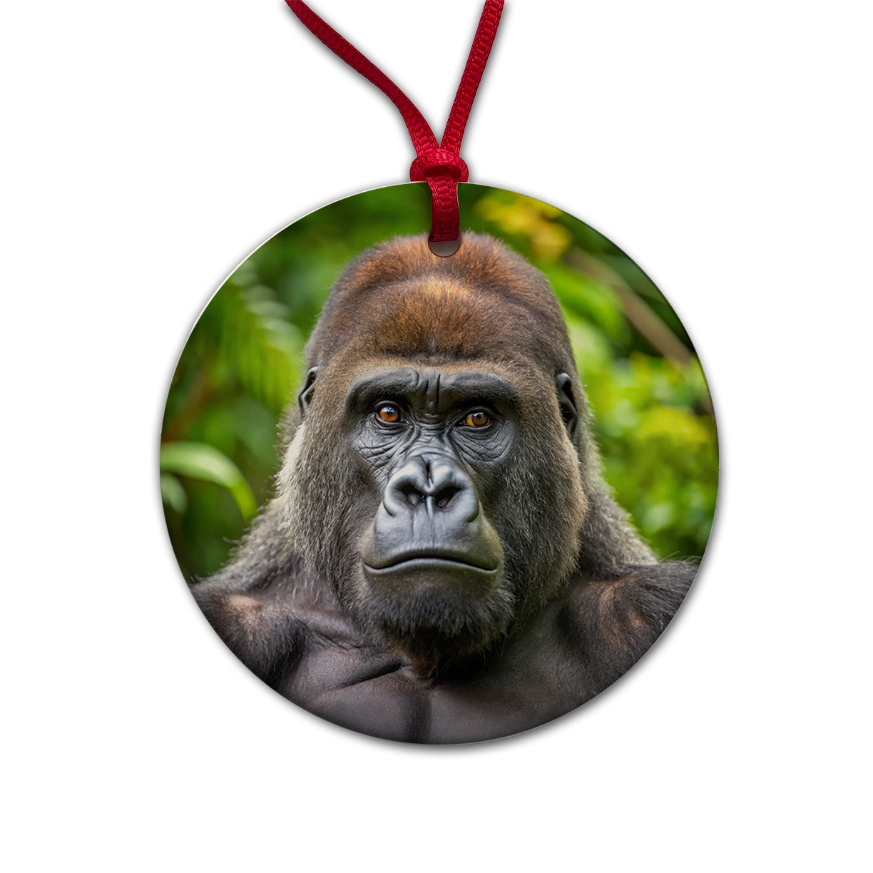 Western Gorilla Ape Round Ceramic Holiday Christmas Tree Ornament