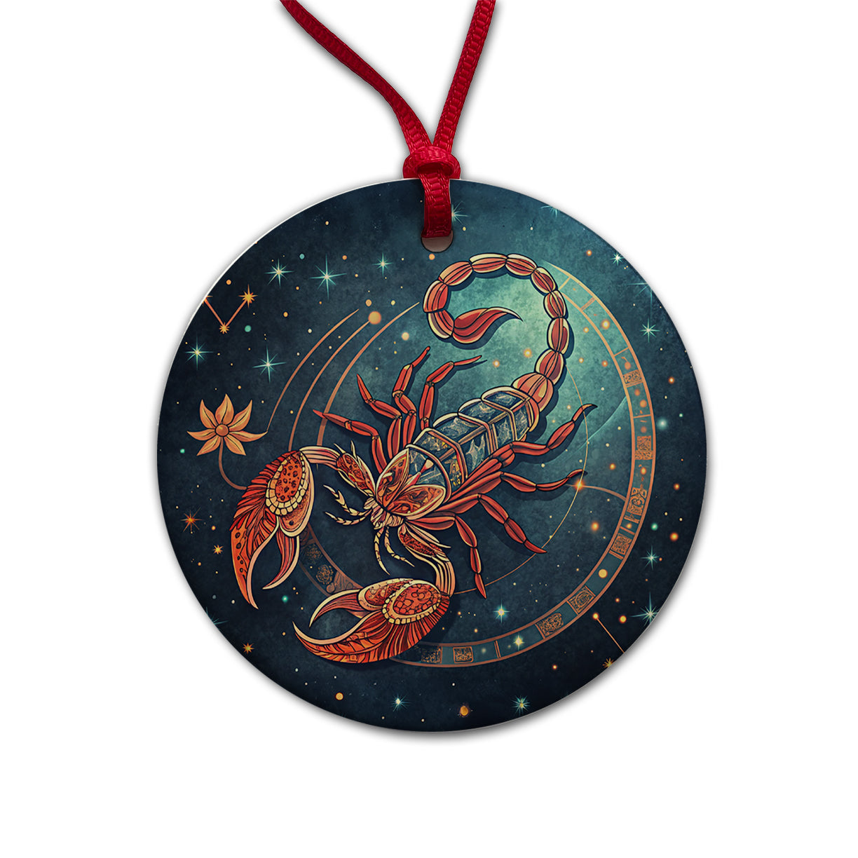 Zodiac Horoscope Symbol Scorpio Scorpion Round Ceramic Holiday Christmas Tree Ornament