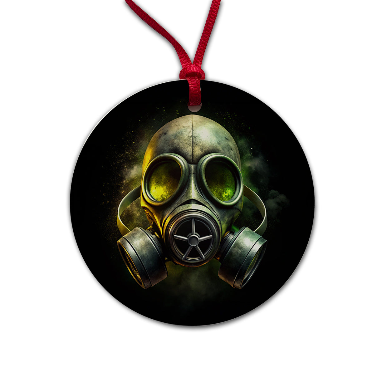 Zombie Outbreak Gas Mask Toxic Gas Round Ceramic Holiday Christmas Tree Ornament