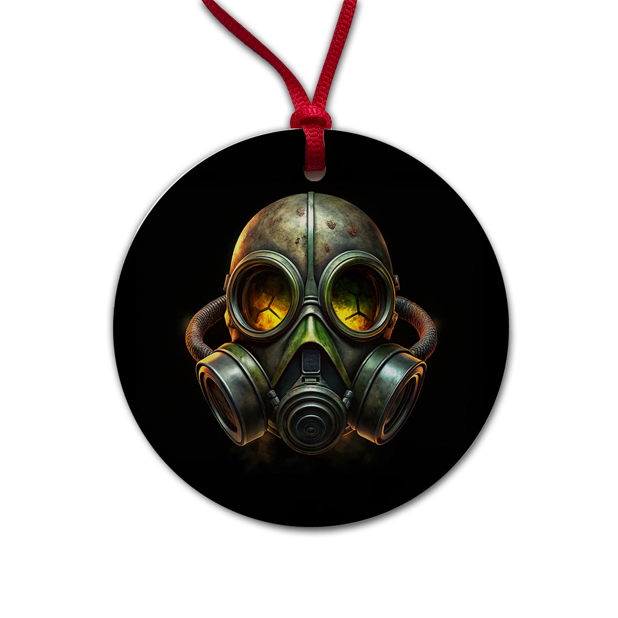 Zombie Outbreak Gas Mask Round Ceramic Holiday Christmas Tree Ornament