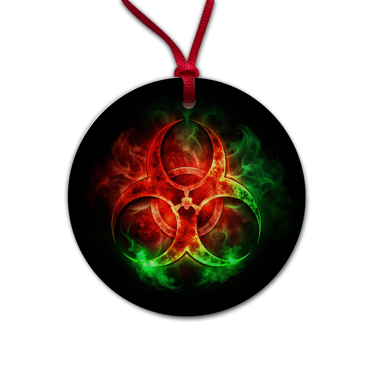 Zombie Outbreak Symbol With Red Green Toxic Gasses Round Ceramic Holiday Christmas Tree Ornament