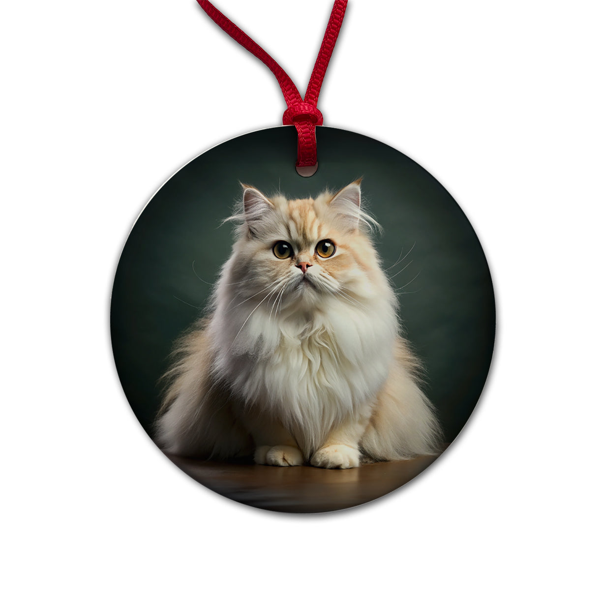 Persian Cat Photo Round Ceramic Holiday Christmas Tree Ornament