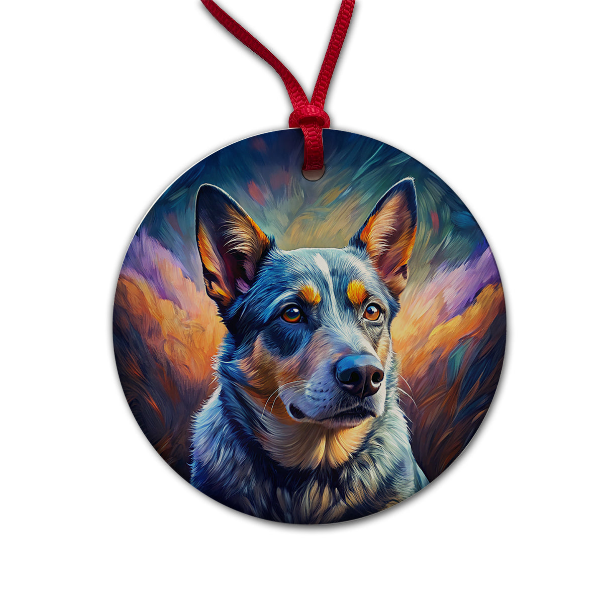Australian Cattle Dog Pop Art Round Ceramic Holiday Christmas Tree Ornament