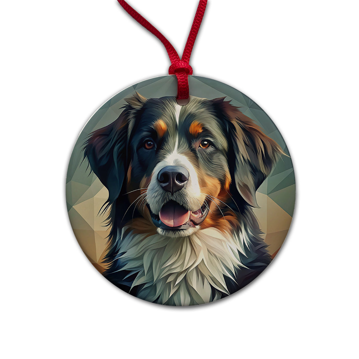 Bernese Mountain Dog Contemporary Art Round Ceramic Holiday Christmas Tree Ornament
