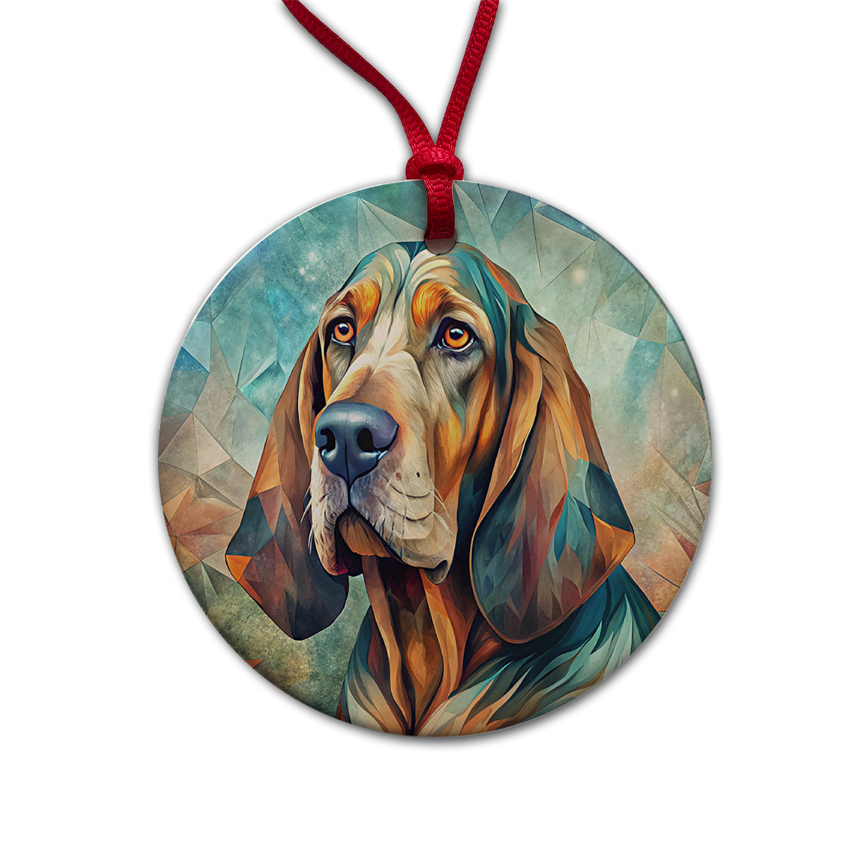 Bloodhound Dog Contemporary Art Round Ceramic Holiday Christmas Tree Ornament