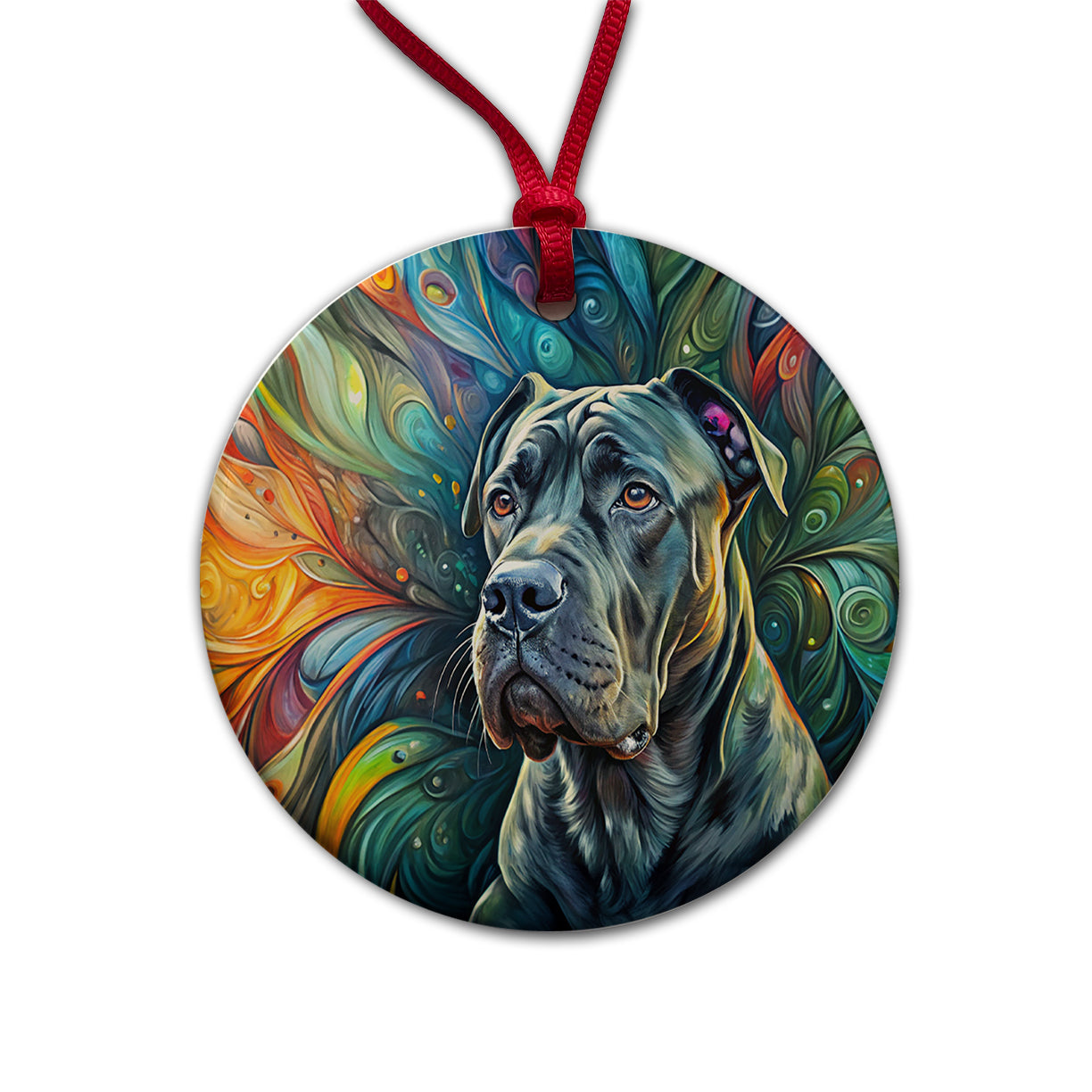Cane Corso Dog Abstract Art Round Ceramic Holiday Christmas Tree Ornament